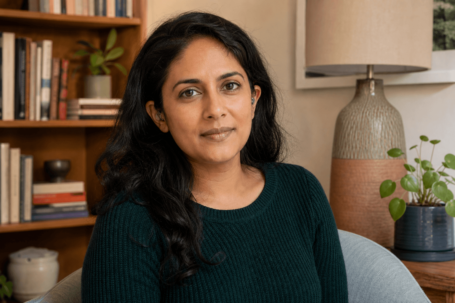 Portrait of Priya Raghunathan, a fictional prototype therapist